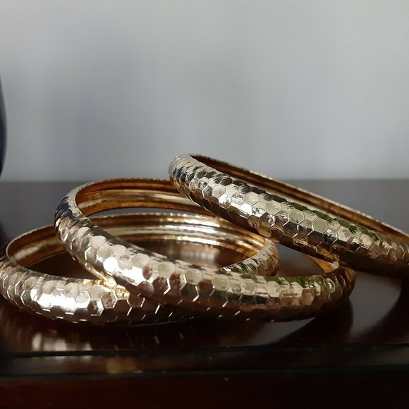 Gold Plated Bangle Bracelets - lot of 7 - Picture 2 of 5
